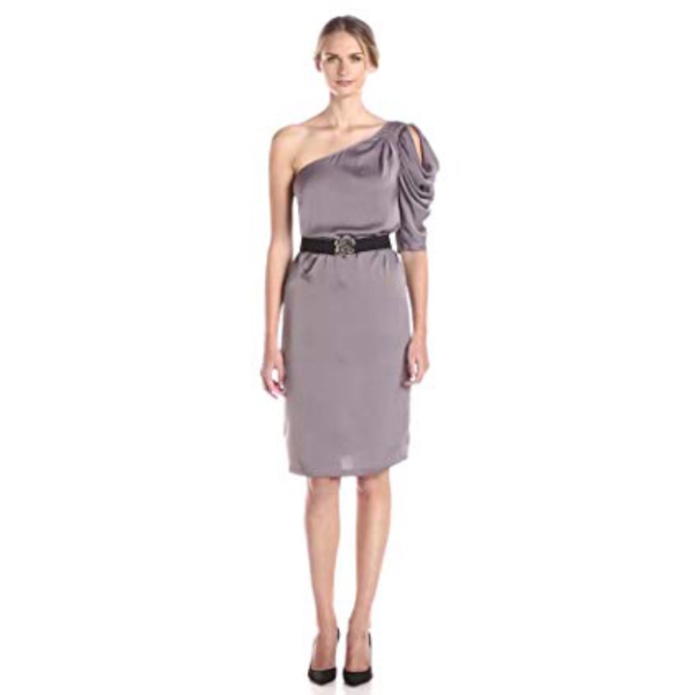 *NWT* BCBGMaxAzria One Shoulder Belted Dress